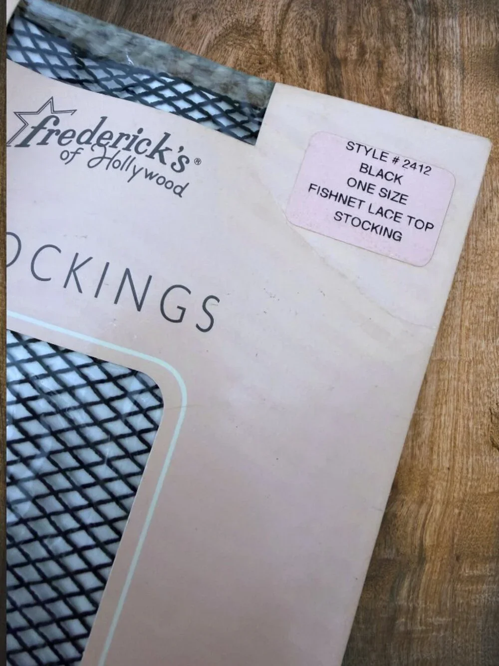 Vintage Fredericks Hollywood 2412 Fishnet Lace Top Stockings Black NOS USA
